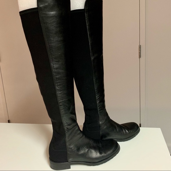 Stuart Weitzman 50-50 Leather Over Knee Boots, 5.5 - Picture 2 of 8